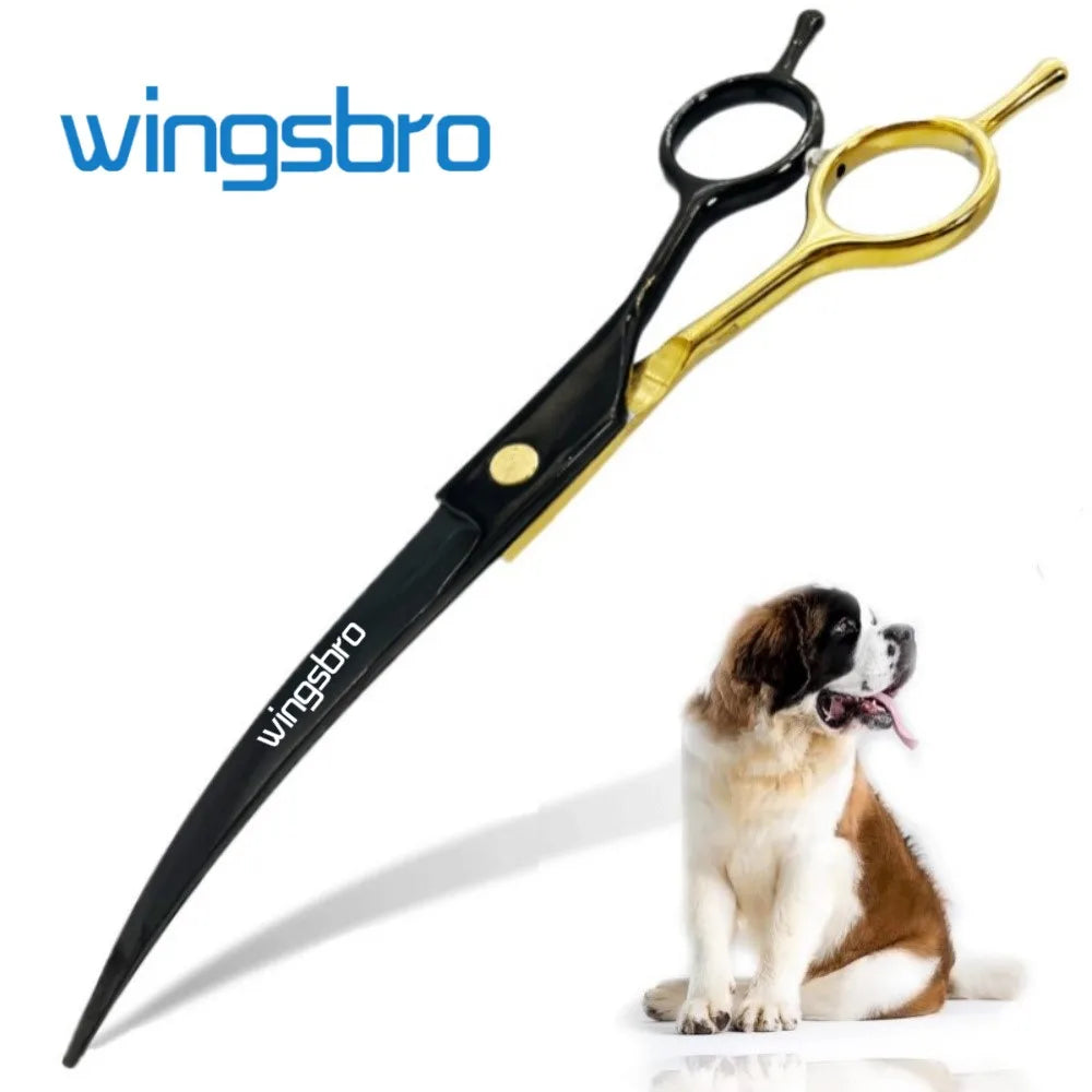 7.5" Curved Dog Grooming Scissors – Stainless Pet Trimming Shears