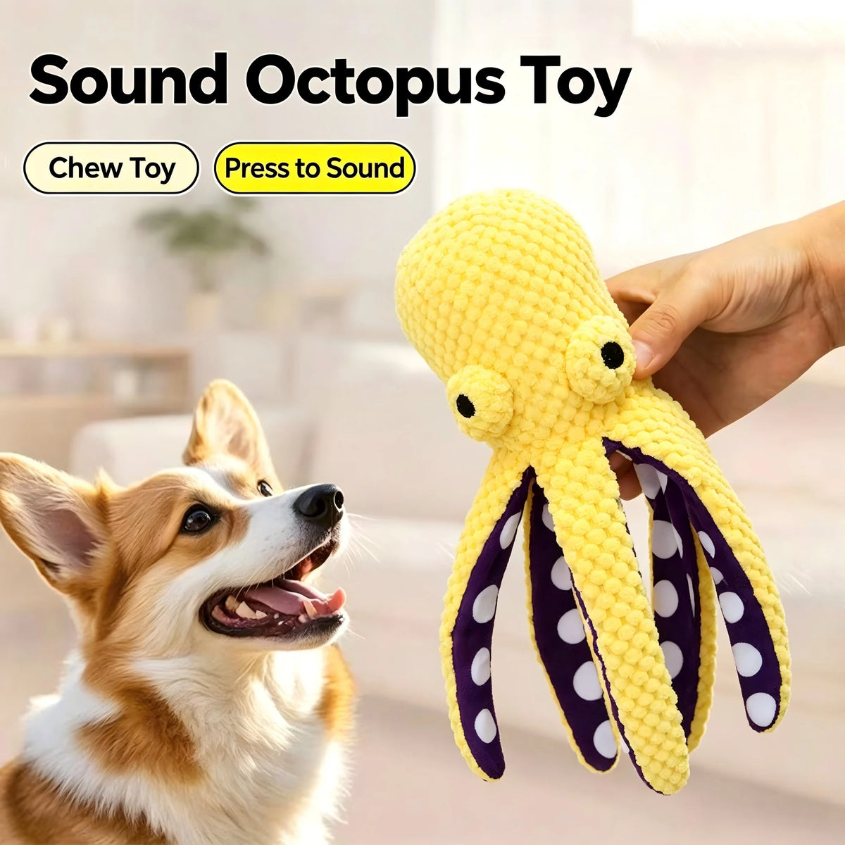Squeaky Octopus Plush Dog Toy – Soft Chew Toy for Puppies