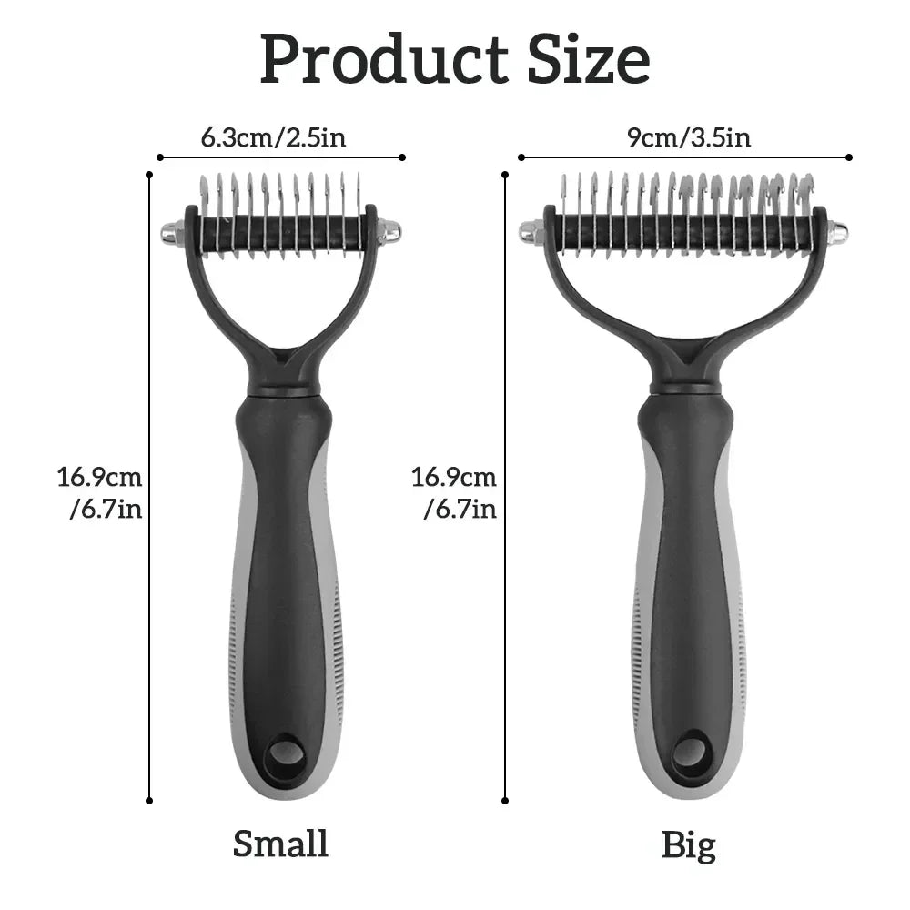 Double-Sided Pet Hair Removal Comb – Stainless Detangling Brush