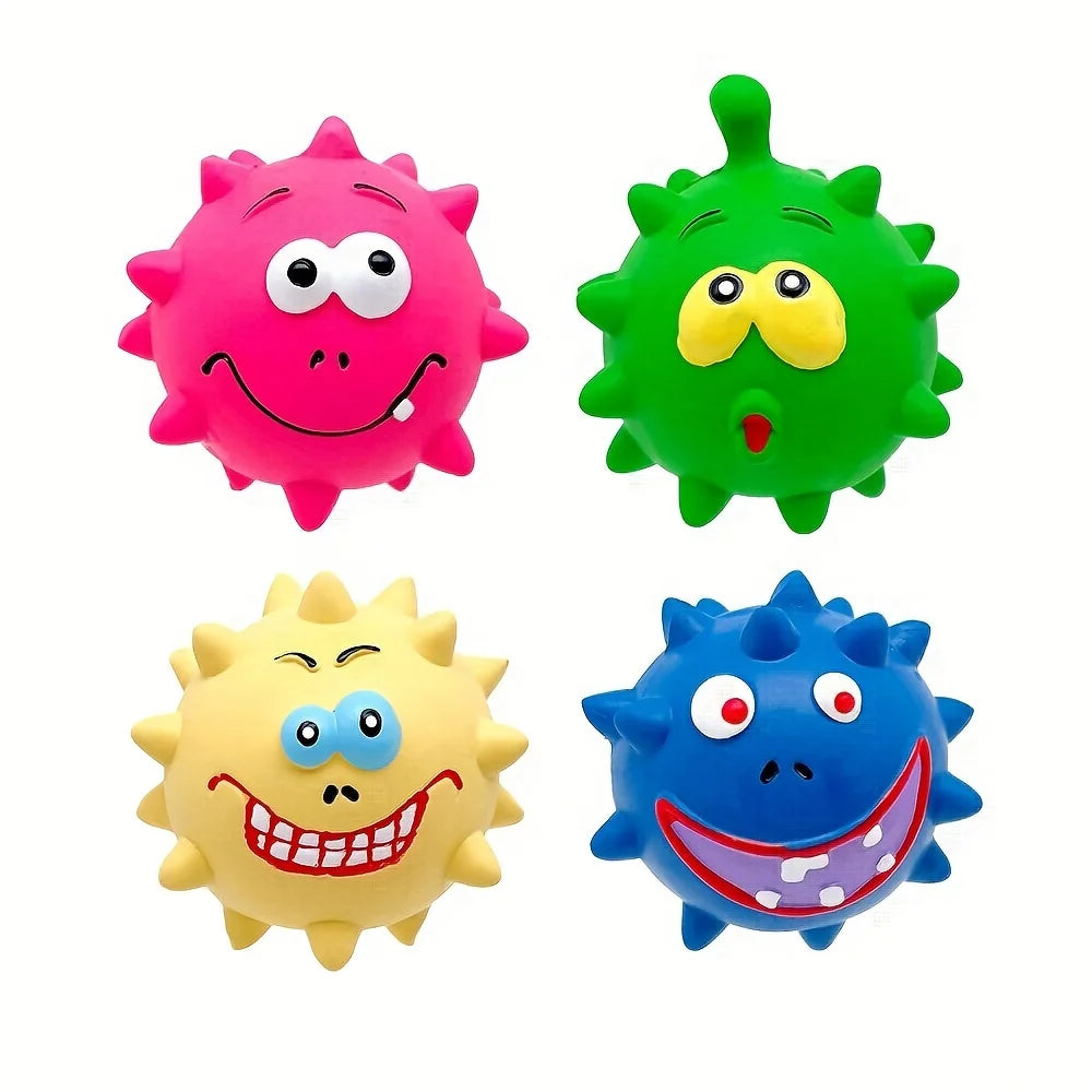 Spiky Latex Dog Ball – Squeaky Chew Toy Small & Medium Dogs