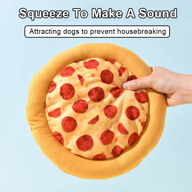 Squeaky Plush Doughnut & Pizza Dog Toy – Teeth Cleaning Chew