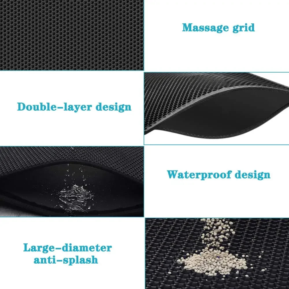 Double-Layer Cat Litter Mat – Waterproof Washable Litter Trap