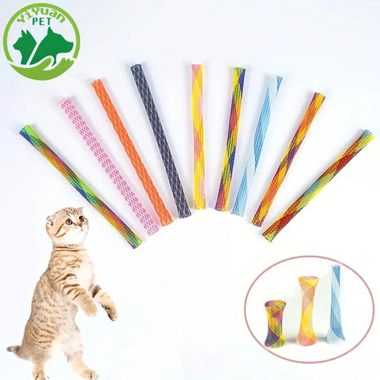 Folding Spring Cat Toy – Colourful Elastic Interactive Cat Teaser