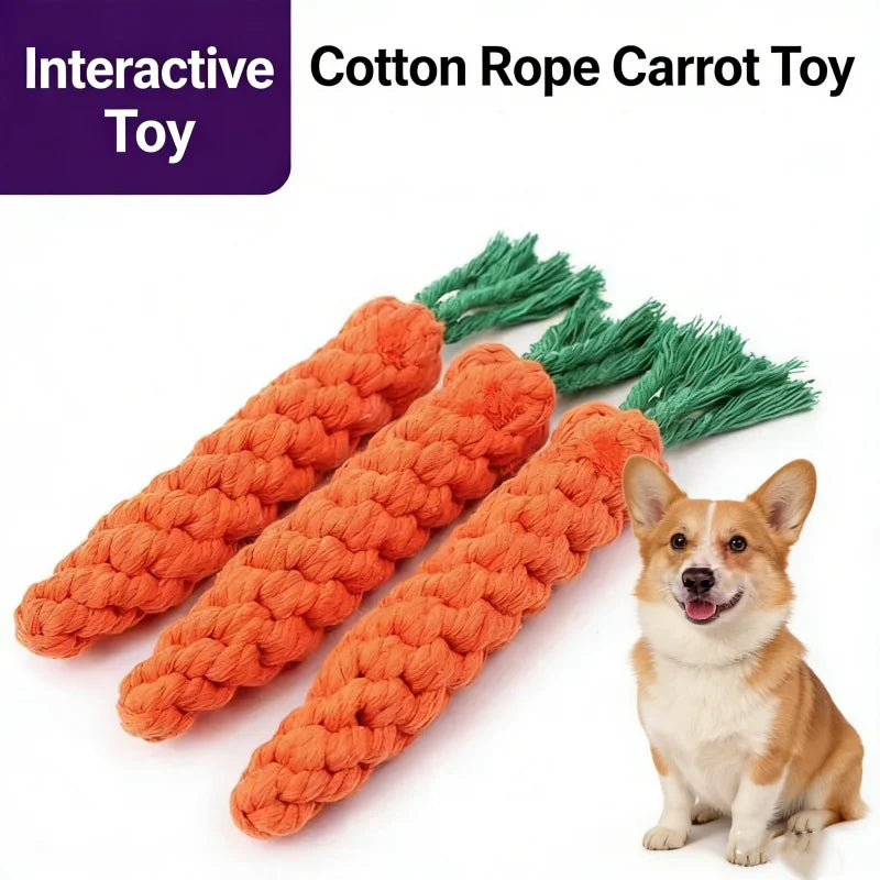 Carrot Rope Dog Toy – Braided Cotton Chew & Teething Toy