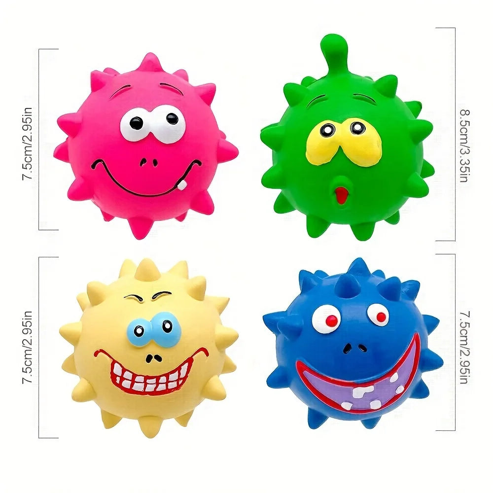 Spiky Latex Dog Ball – Squeaky Chew Toy Small & Medium Dogs