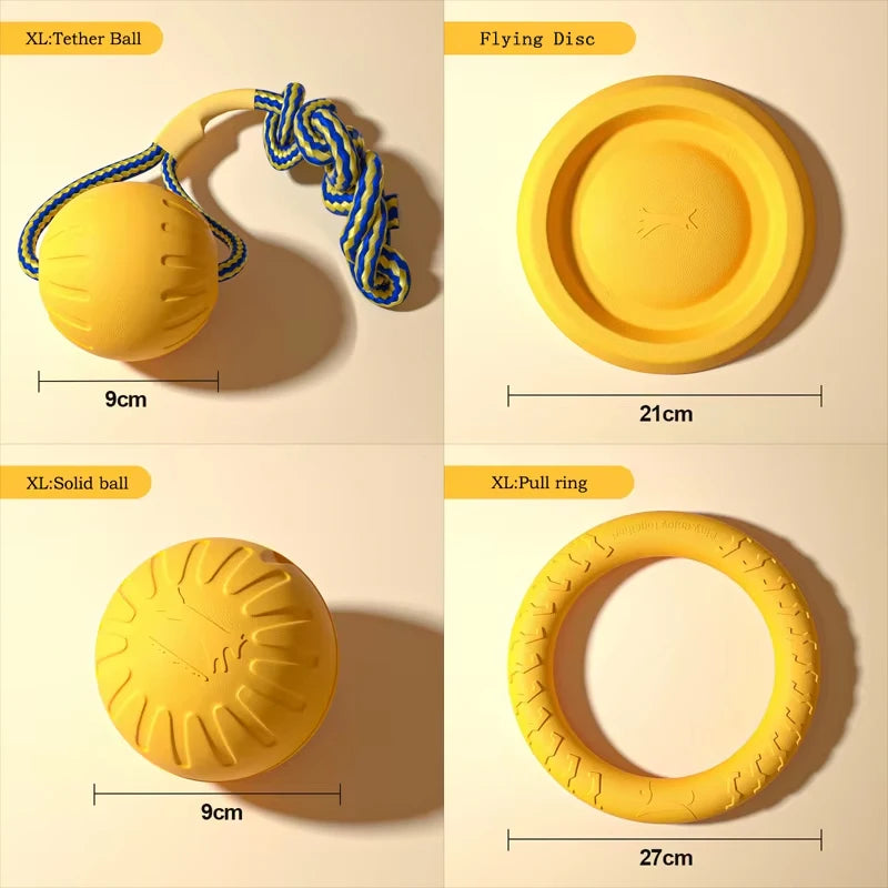 EVA Dog Toy Set 4 Pack – Flying Disc, Ball & Tug Rope