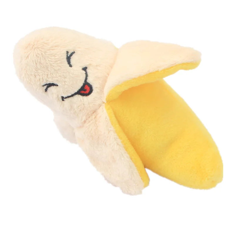 Squeaky Plush Food Dog Toys – Banana, Bone & Vegetable Chew Toys