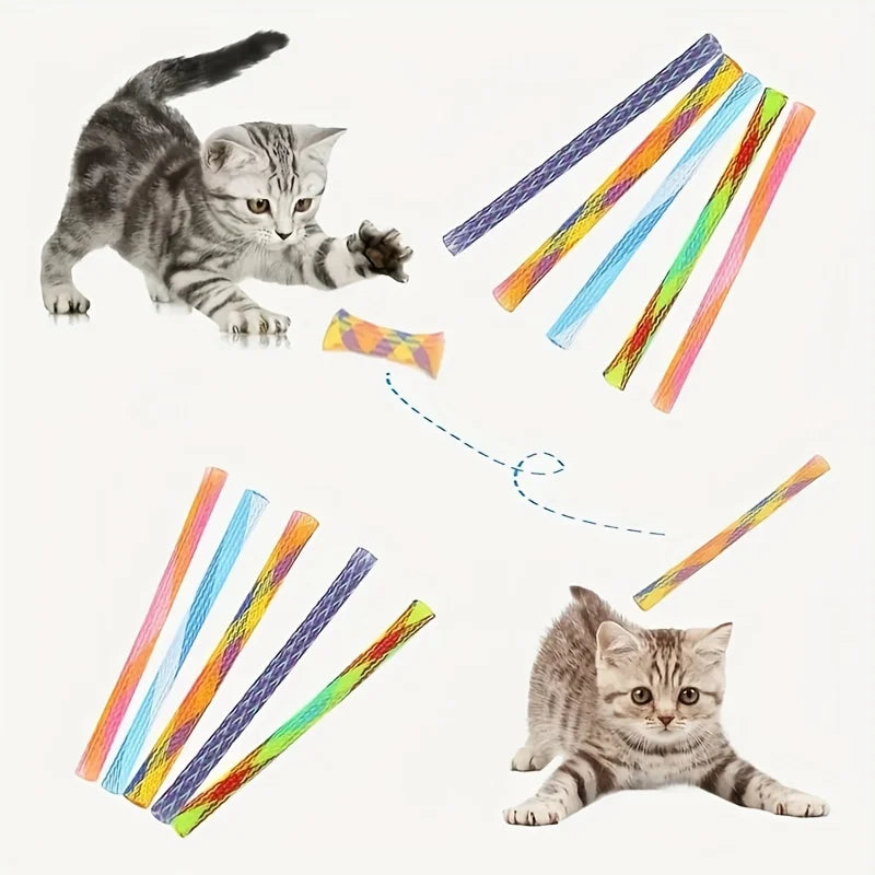 Folding Spring Cat Toy – Colourful Elastic Interactive Cat Teaser
