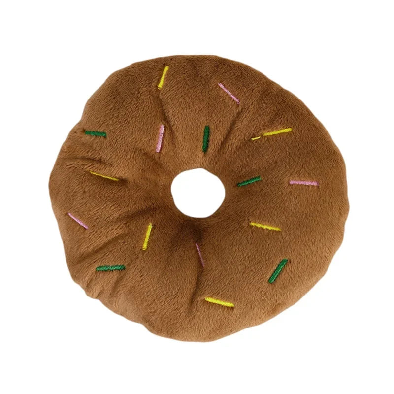 Plush Doughnut Dog Toy – Squeaky Chew Toy Small/Medium Dogs