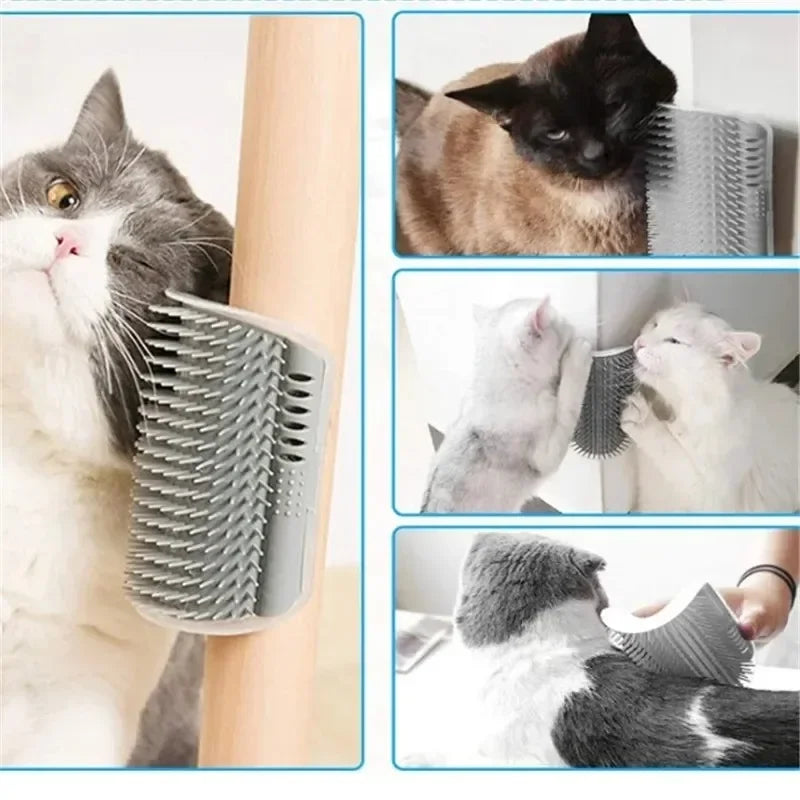Wall Corner Cat Self Groomer – Massage Brush & Scratcher