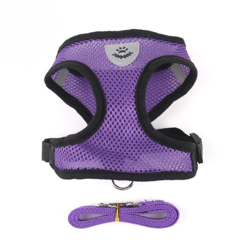 Cat & Dog Harness with Leash – Breathable Reflective Mesh Vest