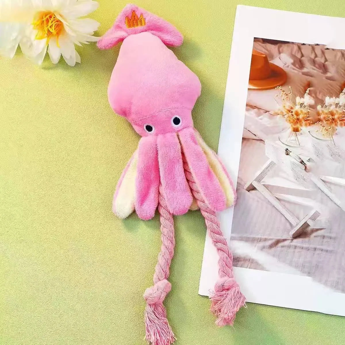 Squeaky Octopus Plush Dog Toy – Soft Chew Toy for Puppies