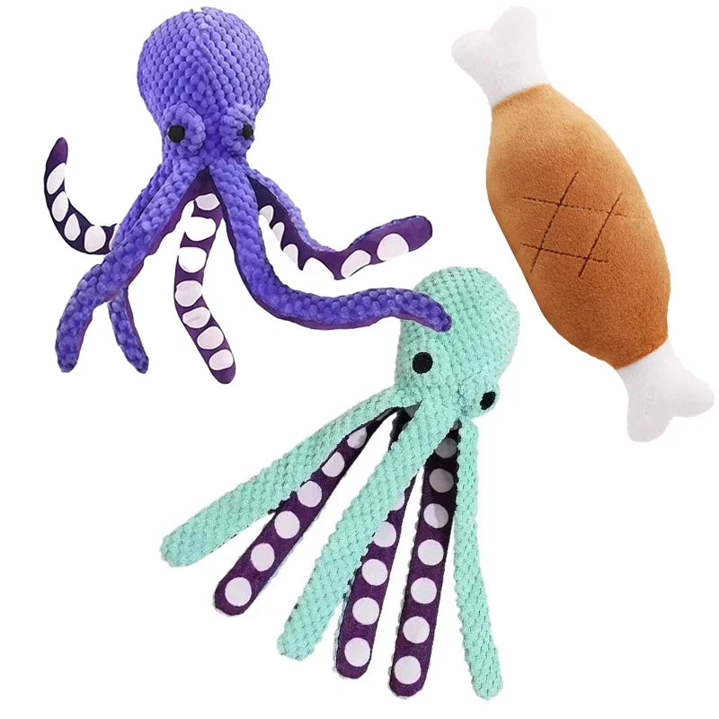 Squeaky Octopus Plush Dog Toy – Soft Chew Toy for Puppies