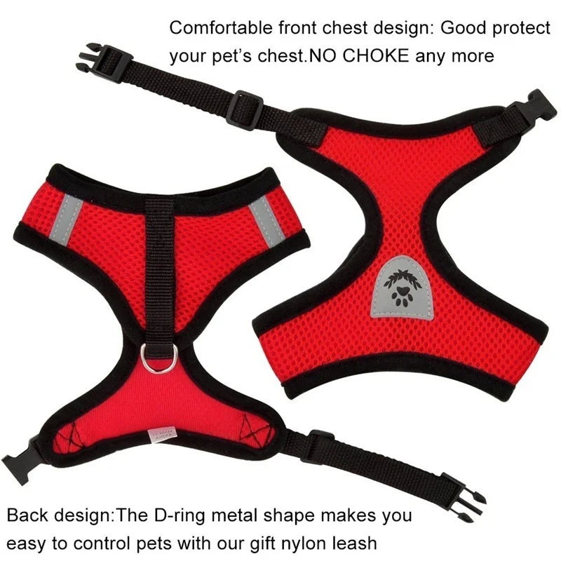 Cat & Dog Harness with Leash – Breathable Reflective Mesh Vest