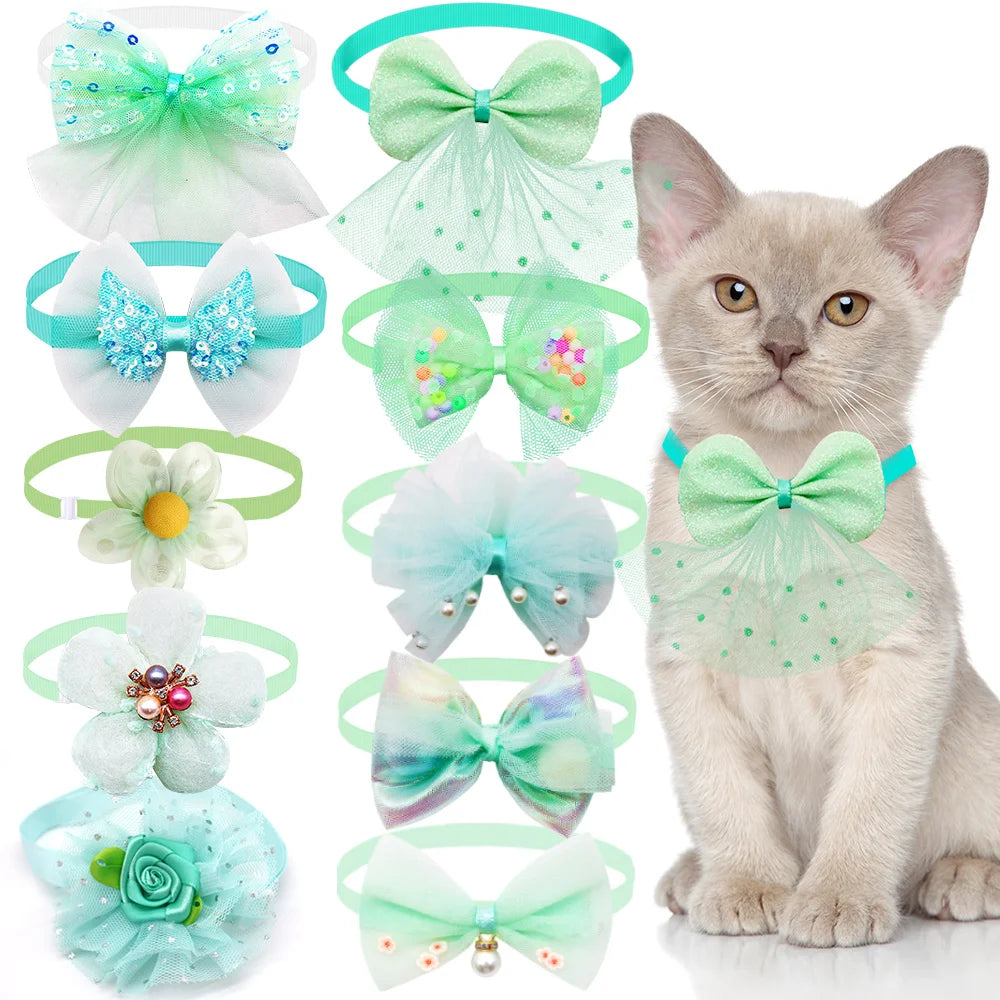 Dog Bow Tie Collars 10 Pack – Adjustable Lace Bow Collars Dogs & Cats