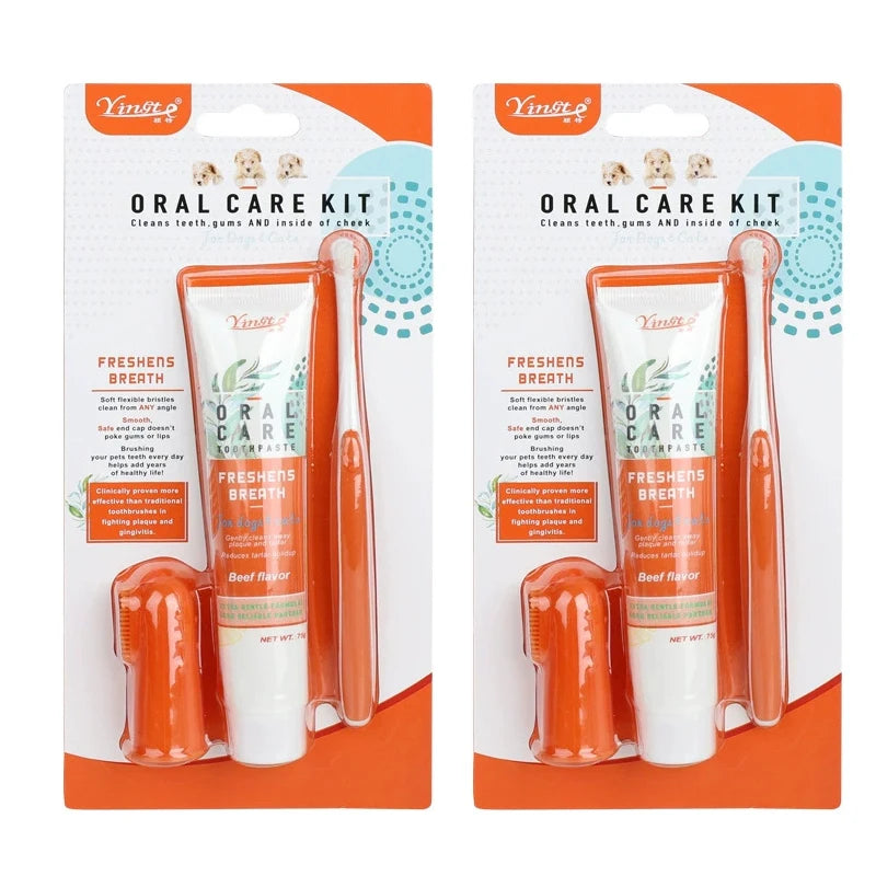 Dog Dental Care Kit – Pet Toothbrush & Toothpaste Set for Tartar