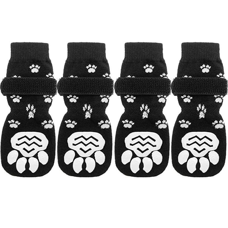 Anti-Slip Dog Socks 4 Pack – Grip Socks with Straps for Floors