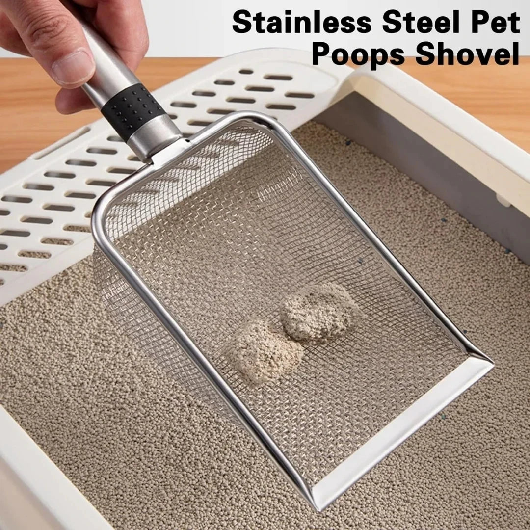 Stainless Steel Cat Litter Scoop – Rust-Resistant Ergonomic Handle