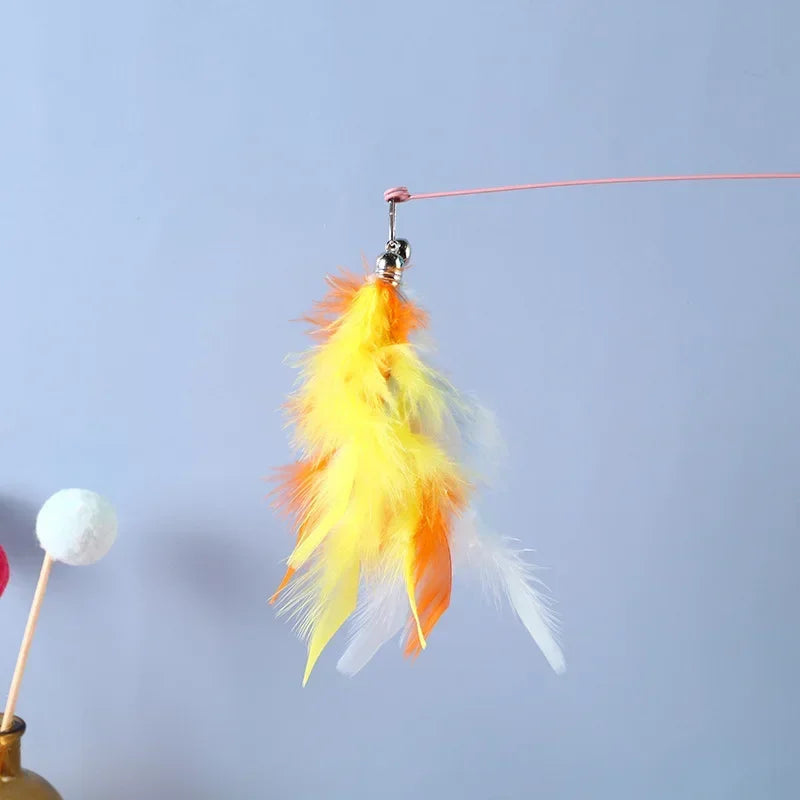 Cat Feather Toy Refills – Replacement Bird, Worm & Ball Teaser Heads