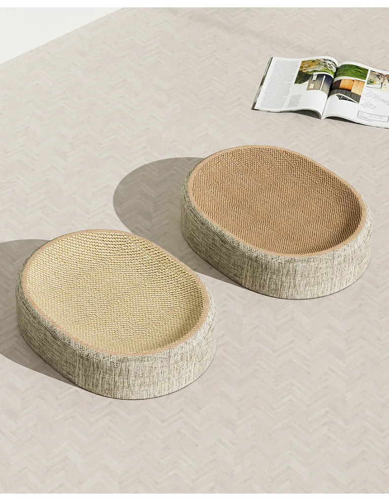 2-in-1 Cat Scratcher Bed – Oval Corrugated Cardboard Scratching Nest