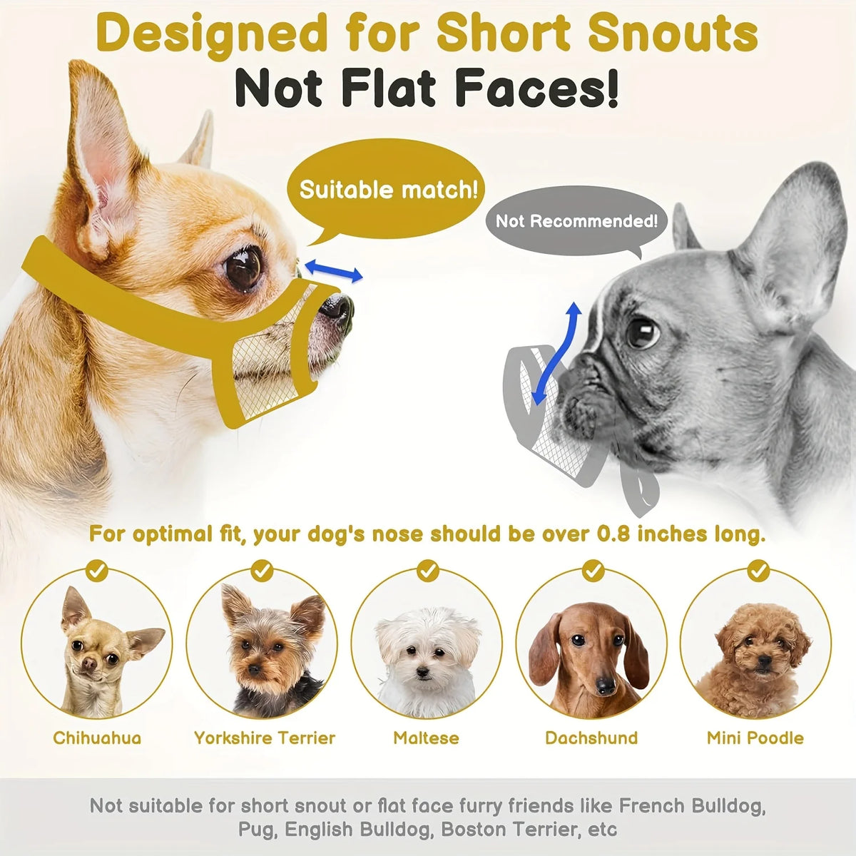 Mesh Dog Muzzle for Short-Snout Breeds – Anti-Bite Small/Medium Dogs