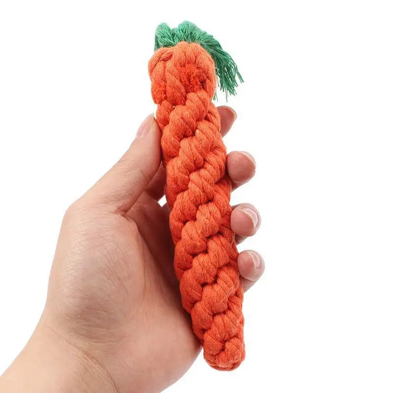 Carrot Rope Dog Toy – Braided Cotton Chew & Teething Toy