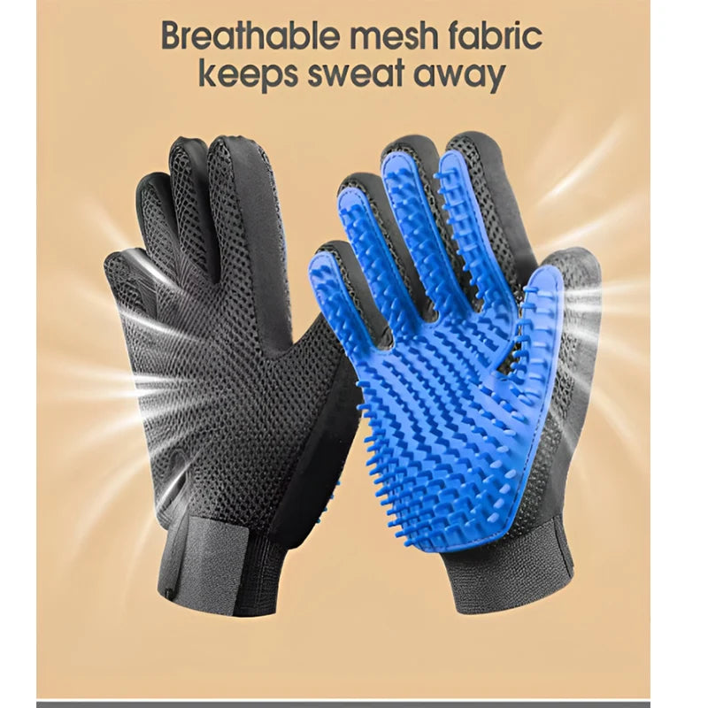 Pet Grooming Glove Brush – Dog & Cat Deshedding Massage Hair Remover