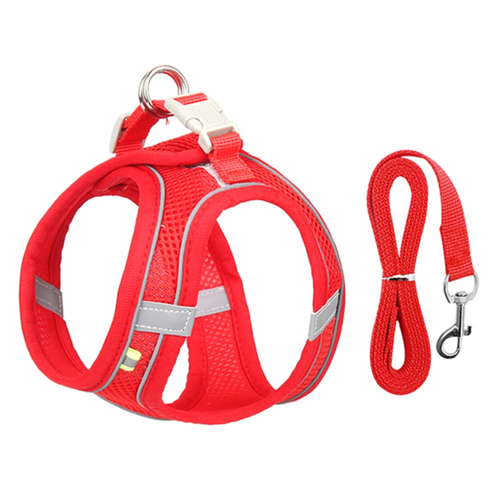 Puppy & Cat Vest Harness with Leash – Breathable Reflective Mesh