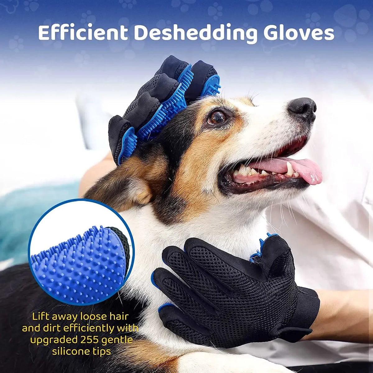 Pet Grooming Glove for Dogs & Cats – Gentle Deshedding Hair Remover Mitt