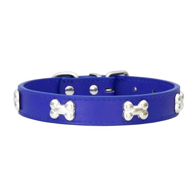 Bone Pattern Leather Dog Collar – Small to Large Dogs & Cats