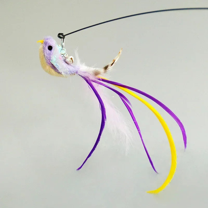 Cat Feather Toy Refills – Replacement Bird, Worm & Ball Teaser Heads