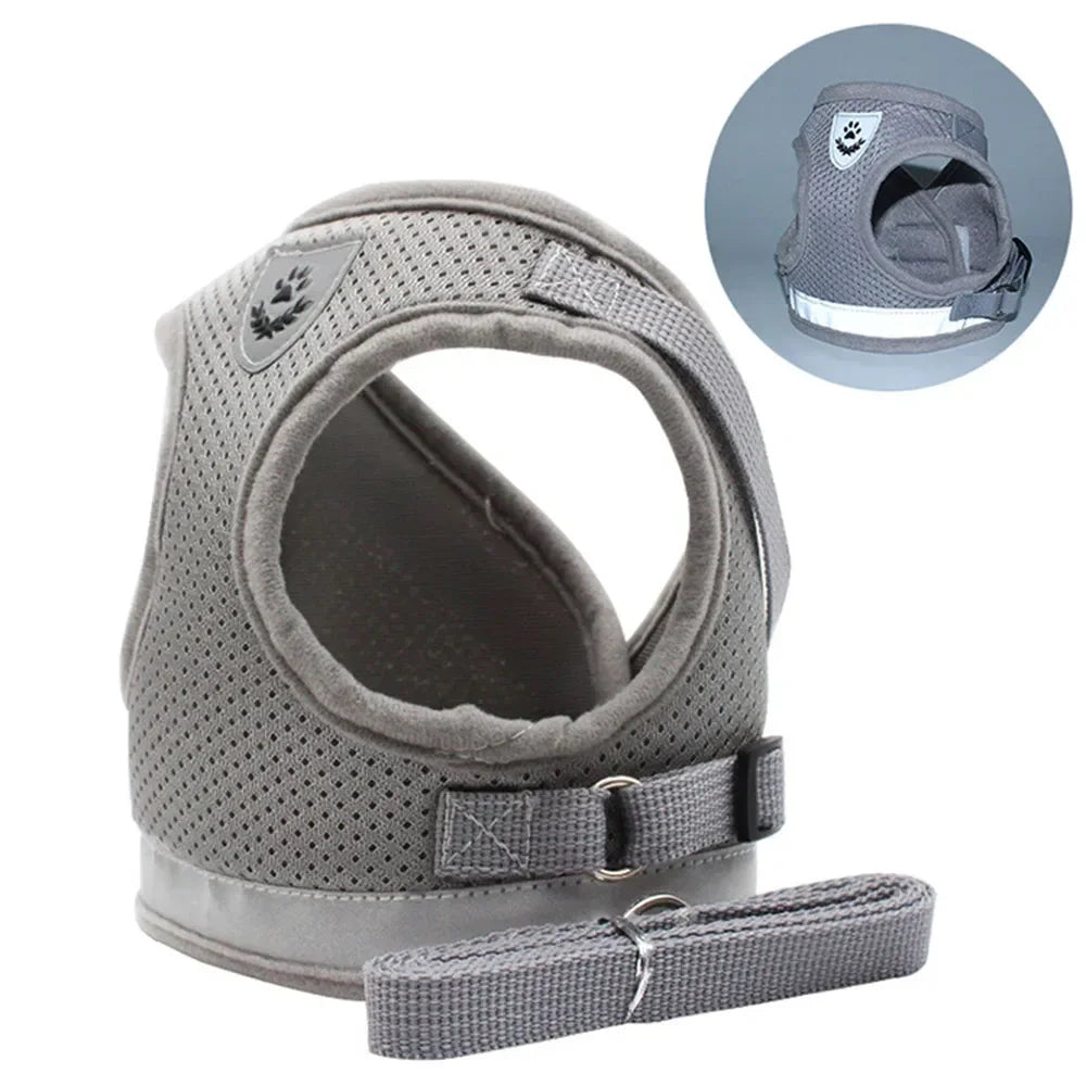 Cat Harness and Leash Set – Escape-Proof Reflective Mesh Vest Harness