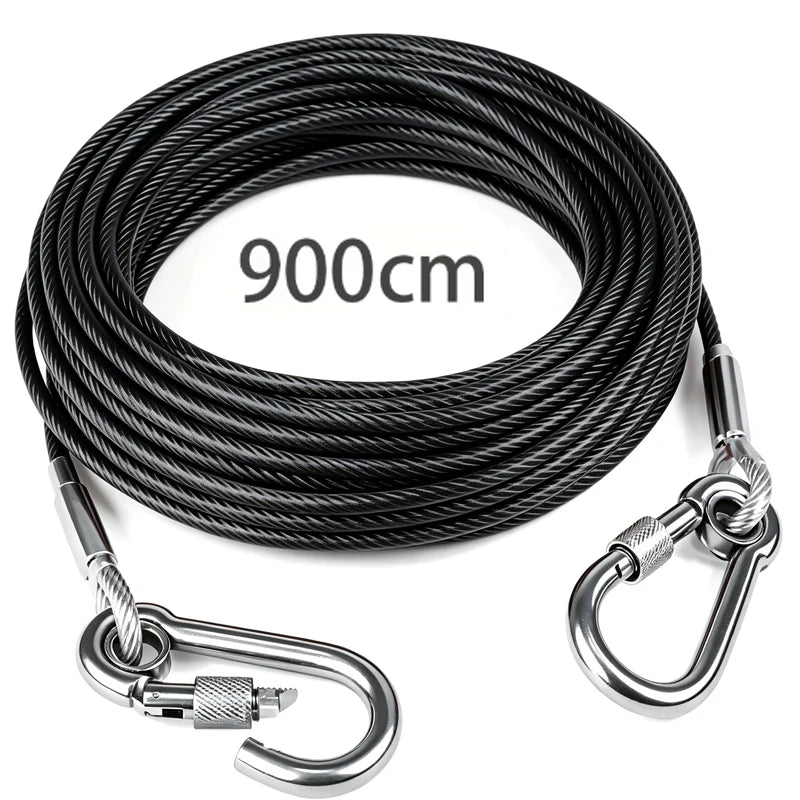 Heavy-Duty Dog Tie-Out Cable – Reflective Steel Lead with Swivel Hooks