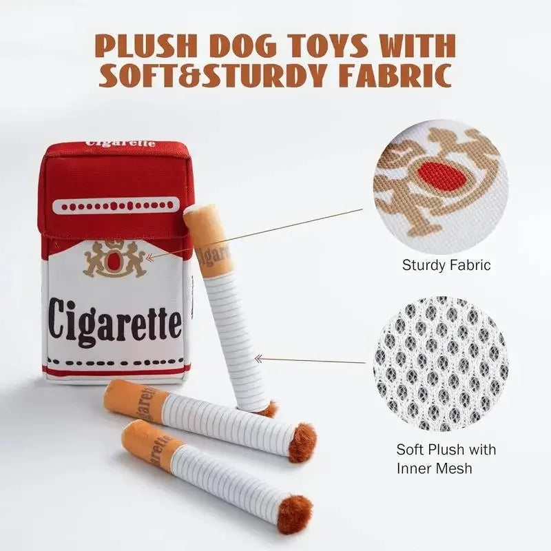 Squeaky Plush Cigarette Dog Toy – Funny Chew Toy Gift