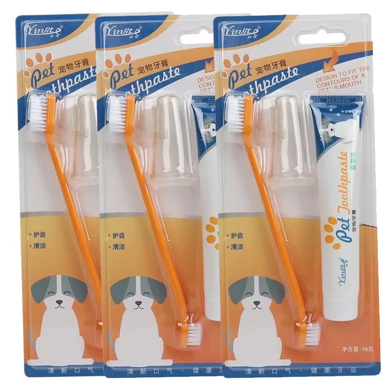 Dog Dental Care Kit – Pet Toothbrush & Toothpaste Set for Tartar