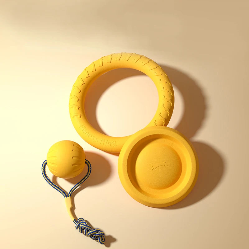 EVA Dog Toy Set 4 Pack – Flying Disc, Ball & Tug Rope