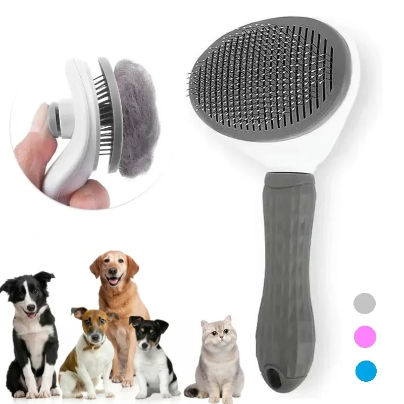 Self-Cleaning Slicker Brush for Dogs & Cats – One-Click Deshedding Brush