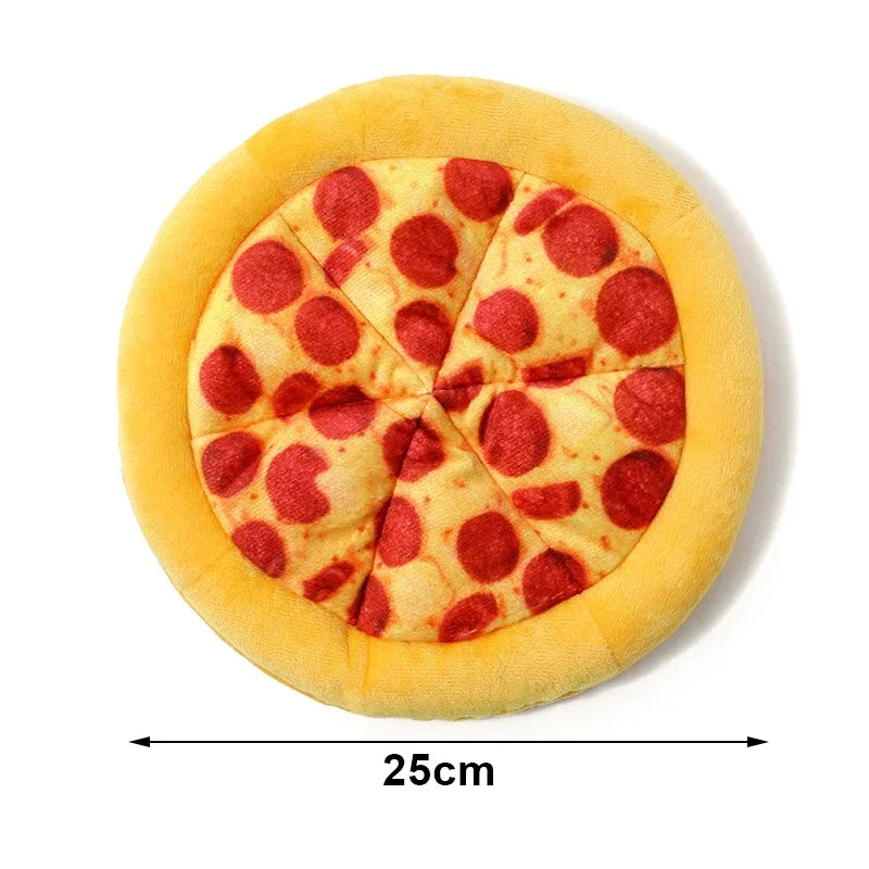 Squeaky Plush Doughnut & Pizza Dog Toy – Teeth Cleaning Chew