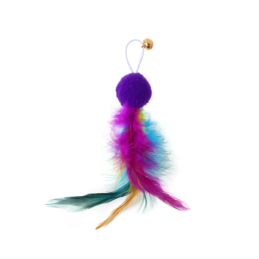 Cat Feather Toy Refills – Replacement Bird, Worm & Ball Teaser Heads