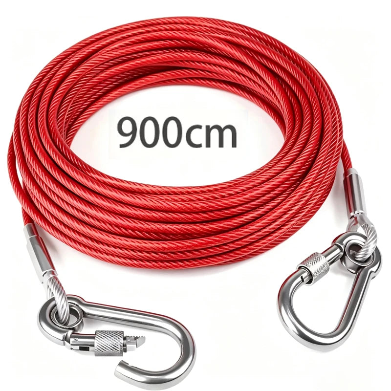 Heavy-Duty Dog Tie-Out Cable – Reflective Steel Lead with Swivel Hooks