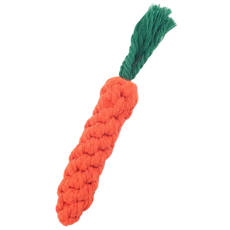 Carrot Rope Dog Toy – Braided Cotton Chew & Teething Toy