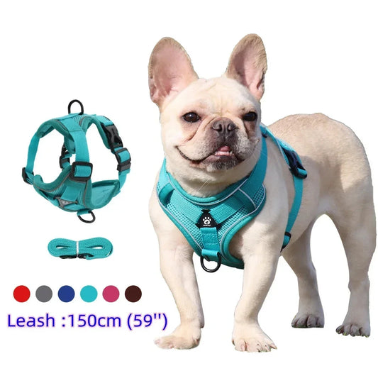 No-Pull Dog Harness with 1.5m Leash – Adjustable Reflective Vest Set