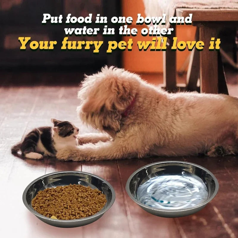 Stainless Steel Cat Bowl Set – Wide Anti-Tip Low-Profile Feeder