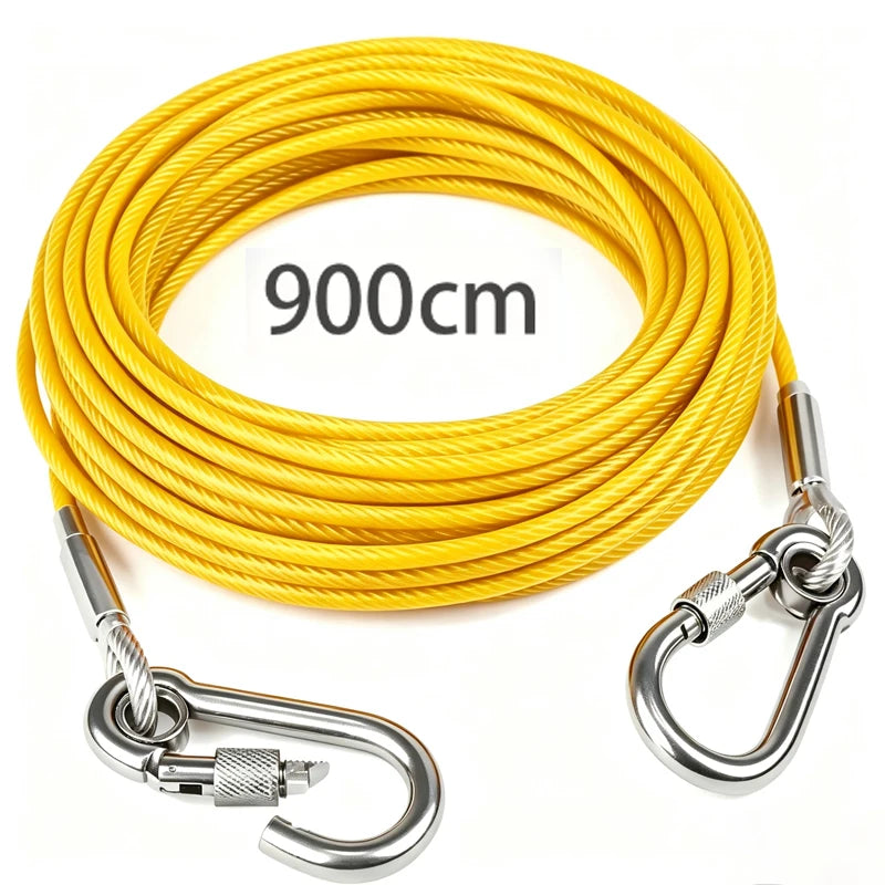 Heavy-Duty Dog Tie-Out Cable – Reflective Steel Lead with Swivel Hooks