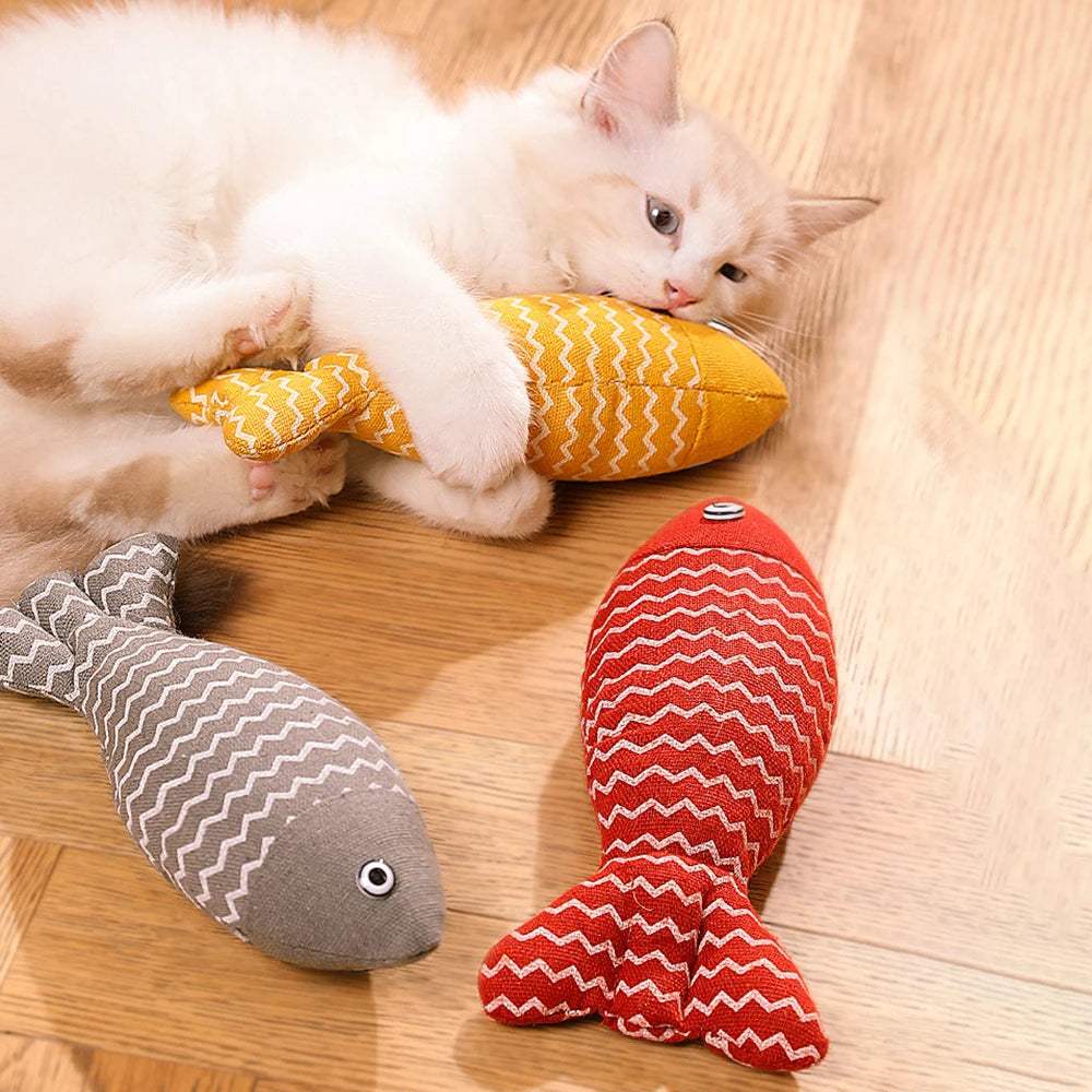 Catnip Fish Cat Toy – Sackcloth Kicker Fish Chew Toy