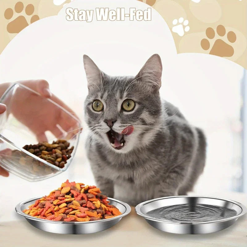 Stainless Steel Cat Bowl Set – Wide Anti-Tip Low-Profile Feeder