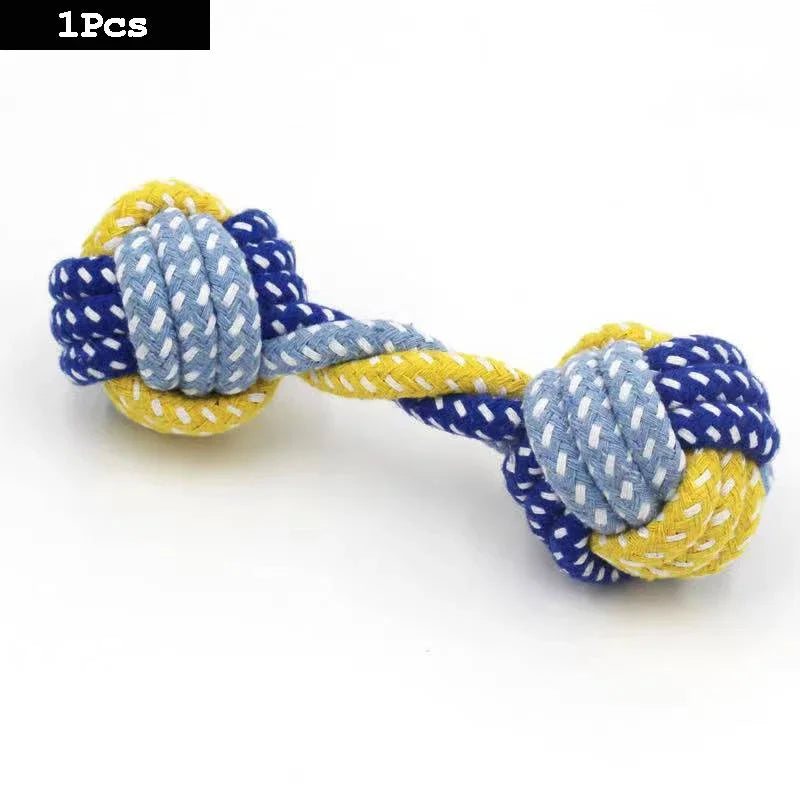 Cotton Rope Dog Toy – Knot Ball Dumbbell Teeth Cleaning Chew Toy