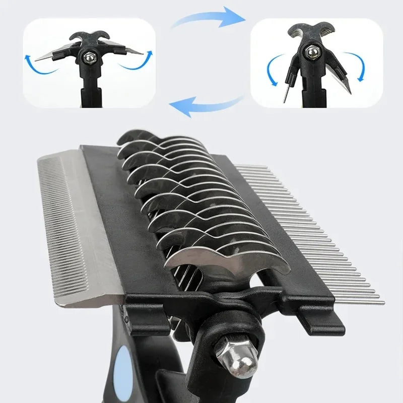 3-in-1 Pet Deshedding Brush – Knot Cutter Dematting Comb