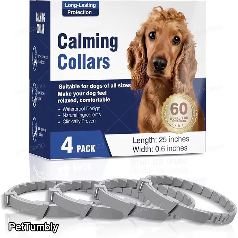 Calming Collar for Dogs & Cats – Adjustable Anxiety Relief Collar 3/4 Pack