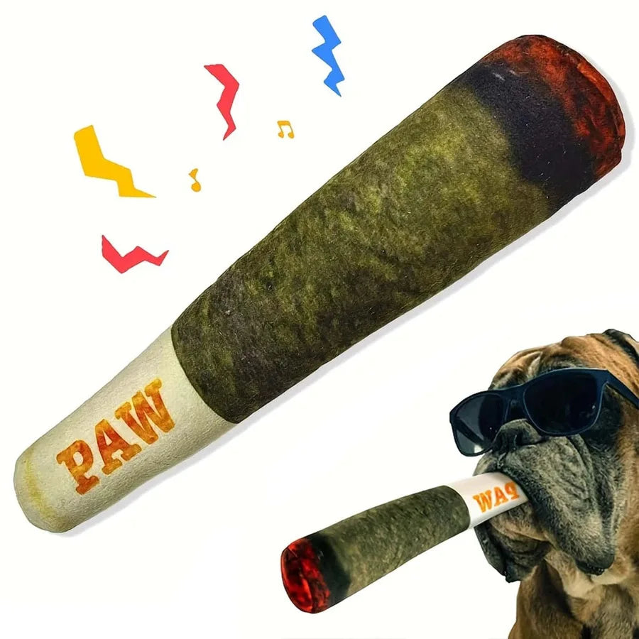 Squeaky Plush Cigar Dog Toy – Funny Chew Toy for Small/Medium Dogs